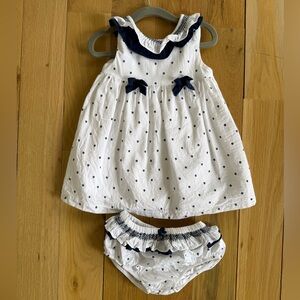 Mayoral White Dress with Navy Detailing